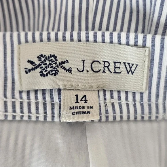 J. Crew Blue & White Striped Seersucker Button Pockets Skirt Preppy Womens Sz 14 - Picture 6 of 8